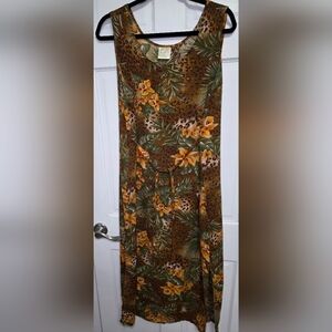 Style Studio Sleeveless Tropical Exotic Print Dress/Coverup- Size Lg